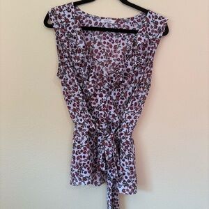 Floral Sleeveless Top - Red and White